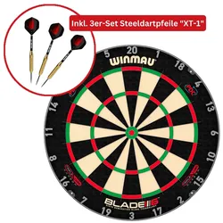 Winmau Aktionsangebot Dartboard "Blade 6 Triple Core Carbon 3032" inkl. 3er-Set Steeldartpfeil,,