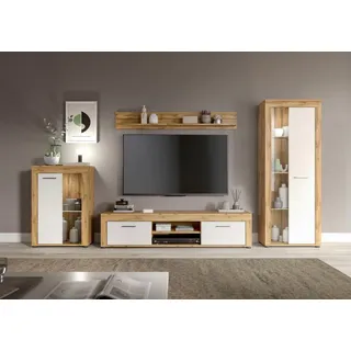 INOSIGN Wohnwand »Aosta, 4-tlg., best. aus: Vitrine, Lowboard, Wandboard & Vitrine hoch« 4 Stk. tlg., weiß