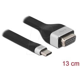 DeLock Adapterkabel USB C zu VGA 0,13 m Schwarz/Silber