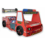 Aileenstore Kinderbett Rio 90 x 200 cm Holz rot hochglänzend