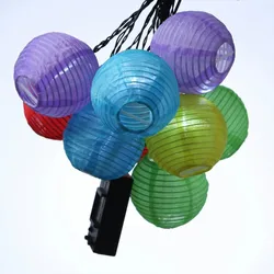 MARELIDA LED Solar Lichterkette Lampion 10 bunte Lampions für Garten Balkon Terrasse