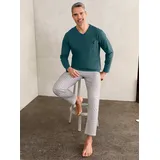 wäschepur Schlafanzug WÄSCHEPUR, Herren, Gr. 48/50, grün (petrol, jade, bedruckt), 100% Baumwolle, Homewear-Sets Schlafanzug