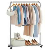 Songmics Rollgarderobe grau Metall 91,0 x 158,0 cm