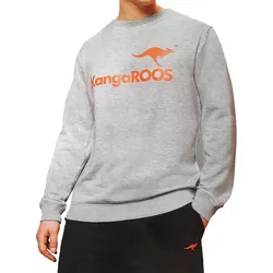 KangaROOS Herren Rundhals-Pullover mit großem Marken-Print Sweatshirt OEKO-TEX Grau - L