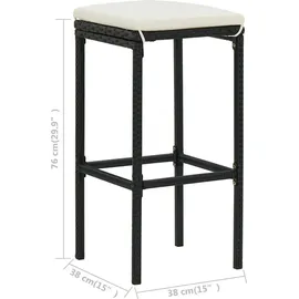 vidaXL 5-tlg. Gartenbar-Set mit Kissen Poly Rattan Schwarz