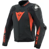 Dainese Super Speed 4 Lederjacke - Matt-Schwarz/Neon-Rot - 50