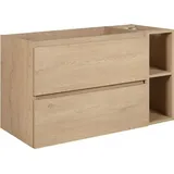 Rodan | Waschbeckunterschrank 100 CM - Eiche Hell - Badmöbel, Badezimmerschränk, Badezimmermöbel, Bücherregal, Regal - Hellbraun