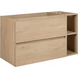 Rodan | Waschbeckunterschrank 100 CM - Eiche Hell - Badmöbel, Badezimmerschränk, Badezimmermöbel, Bücherregal, Regal - Hellbraun