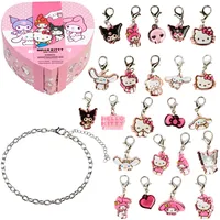 Get Trend Hello Kitty Sanrio Schmuck Adventskalender 2025 Kinder Weihnachtskalender mit DIY Charm Armband, 24 Türen, Kawaii Anime Geschenke (Rosa Hello Kitty)