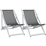 vidaXL Strandstuhl 2er Set Grau