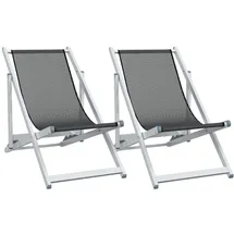 vidaXL Strandstuhl 2er Set Grau