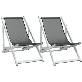 vidaXL Strandstuhl 2er Set Grau