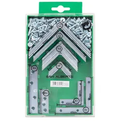 Alberts Sortimentsbox mit Winkeln, Verbindungsblechen und Schrauben | Holzverbinder Set