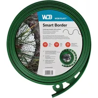 WDB Flexible Rasenkante aus Kunststoff - 10m Lang 4cm Hoch - mit 20 Befestigungsnägel - Grün