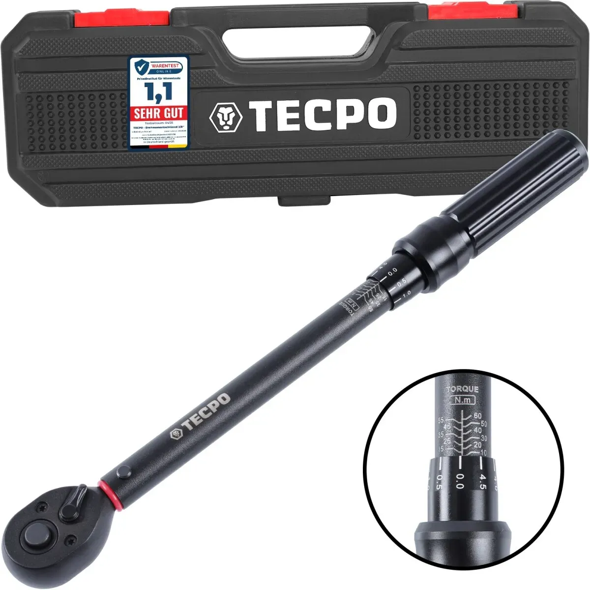 TECPO Drehmomentschlüssel | Abtrieb Außenvierkant 10 mm (3/8