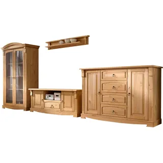 OTTO home Wohnwand OTTO HOME "Anna", beige (natur), Kastenmöbel-Sets, Wohnwand, aus massiver Kiefer, FSC, im romantischen Landhausstil