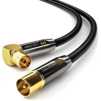 deleyCON deleyCON HDTV TV Antennenkabel 7,5m Schwarz - 1x 90° gewinkelt Buchse TV-Kabel