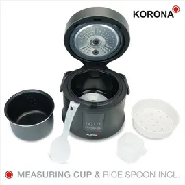 KORONA 58011 Reiskocher Dampfgarer Warmhaltefunktion LED Display Touch Buttons | Schwarz