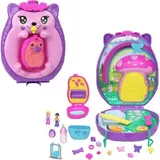 POLLY POCKET Mama & Baby Igel Handtaschen-Spielset mit 2 Puppen & 16 Accessoir