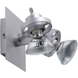 Brilliant Wandlampe Wandleuchte Spotlampe Spotleuchte Flurlampe Wohnzimmerlampe, Spots beweglich 2 flammig, Metall silber, 2x GU10 Fassungen, Bxhxt 12x12x14,5cm