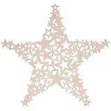 Rayher Holz-Stern, FSC Zertifiziert, Natur, 21,7 cm ø, filigran, bestehend aus vielen kleinen Sternen, Weihnachtsdekoration, Dekohänger Weihnachten, 46708505