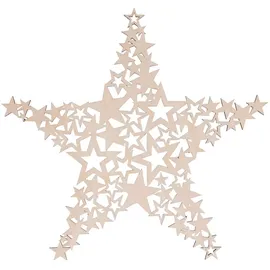 Rayher Holz-Stern, FSC Zertifiziert, Natur, 21,7 cm ø, filigran, bestehend aus vielen kleinen Sternen, Weihnachtsdekoration, Dekohänger Weihnachten, 46708505