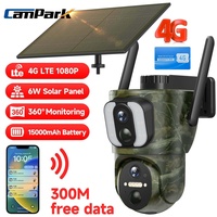 4G LTE Double Objectif Überwachungskamera PIR Wildkamera PTZ + SIM Karte Solar