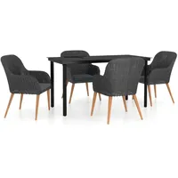 VidaXL 5-tlg. Garten-Essgruppe mit Kissen Schwarz
