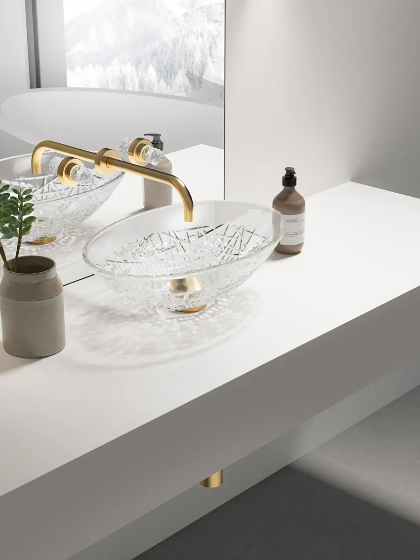 Glassdesign ICE OVAL Small Light  Aufsatzwaschtisch - Transparent