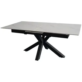 möbelliebling Esstisch Keramik weiß 180(220) x 90 ausziehbar Spider-Gestell schwarz MILLIE