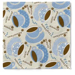 Sovie HOME Serviette Kaffee Ole in Champagner-Blau aus Tissue 33 x 33 cm, 20 Stück - Kaffee Cafe Frühstück