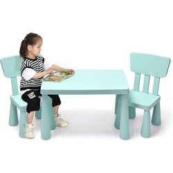 KOMFOTTEU Kindersitzgruppe Kindertisch mit 2 Stühlen, (Set), aus Kunststoff grün