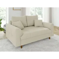 S-Style Möbel 2-Sitzer Sofa Zara mit Holzfüßen im skandinavischen Stil aus Cord-Stoff, mit Wellenfederung beige