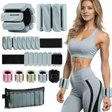 BECOJADDE Gewichtsmanschetten fuß 0.45 KG Je Gewichte für Beine und Arme Set 2 Ankle Weights Handgelenk Gewichte Knöchelgewichte Fussgewichte für Joggen Cardio Aerobic Krafttraining Grau