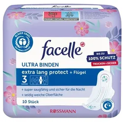 facelle 10er-Pack Monatsbinden »Ultra Binden extra lang protect + Flügel«