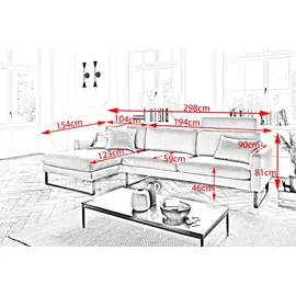 KAWOLA Ecksofa Ricarda Cord Recamiere links olivgrün