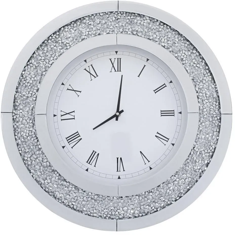 Wanduhr Diamant Rund in Silberfarben