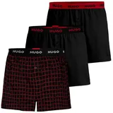 HUGO Boxershorts Woven Boxer (3-St., 3er Set) mit umlaufendem Logo-Schriftzug am Bund schwarz XL