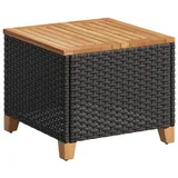 vidaXL Gartentisch Schwarz 45x45x37 cm Poly Rattan Akazienholz