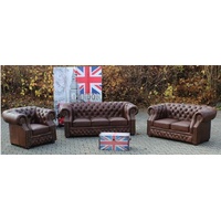 JVmoebel Sofa Chesterfield 3+2+1 Vintage Echtleder Sofagarnitur Oxford Sofa Couch, Made in Europe braun