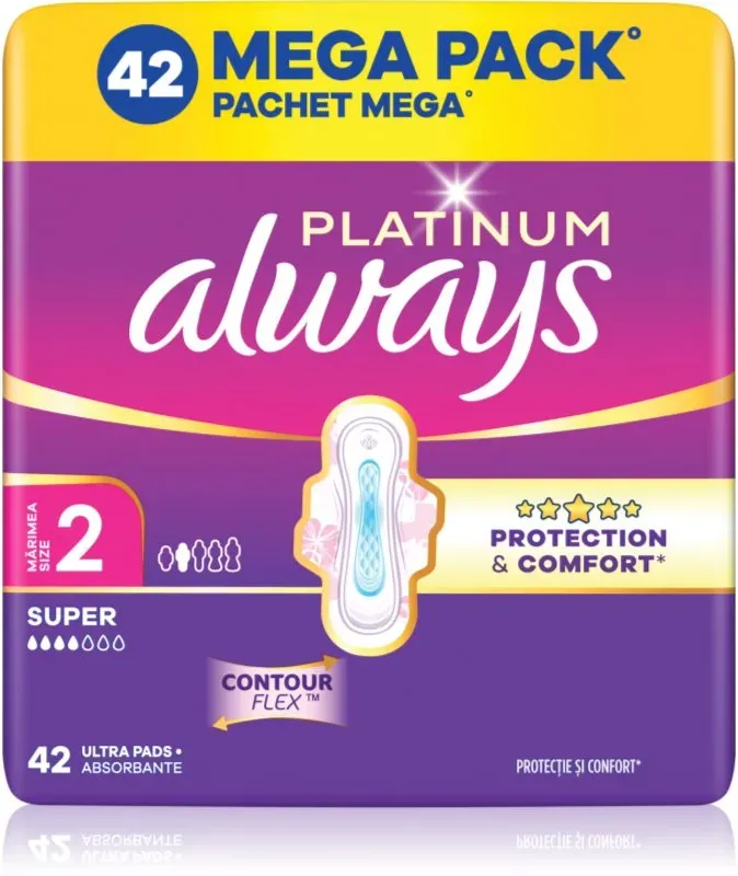 Always Platinum Super Size 2 Binden mit Flügeln 42 St.