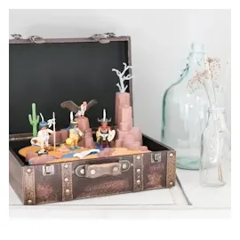 HMF Vintage Koffer aus Holz 38 x 26 x 13 cm 1-tlg. bunt