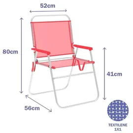 marbueno summer 52x56x80 Cm Fester Klappstuhl Aus Aluminium - Coral - One Size