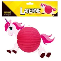 IDENA Laterne Einhorn weiß pink 40x34cm