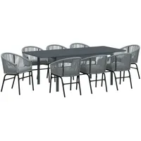 VidaXL Garten Essgruppe 9 pcs Grau Poly-Rattan - Grau
