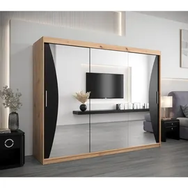 abiks möbel Schwebetürenschrank MONACO 250 x 200 x 62 cm Schwarz