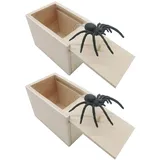 2 Stück Spider Prank Box | Hölzernes Spinnenbox Scherzartikel | Knifflige Spinne In Der Box Spielzeug für Kinder und Erwachsene | Spider Box Prank Prop für Halloween Geburtstags Weihnachts Party