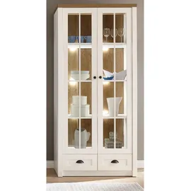 furn.design Vitrine 90 x 198 x 43 cm Weiß