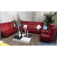 JVmoebel Chesterfield-Sofa Zeitgenössisches 3+2+1 Chesterfield Sofa rot rot