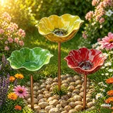 Blumen Gartenstecker VogelträNke, 3/4 Stück Handgefertigter Gartenstecker Aus Metall Als Bienentränke & Vogelbad, Bienentränken Blume für Den Garten (3 Stück-A)